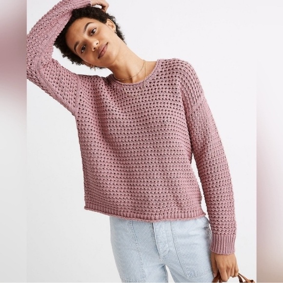 MADEWELL Open stitch Austen Pink Pullover Sweater Size XS Style AM286 - Picture 1 of 7
